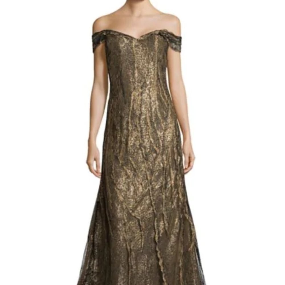 Rene Ruiz designer black and gold gown like new 8